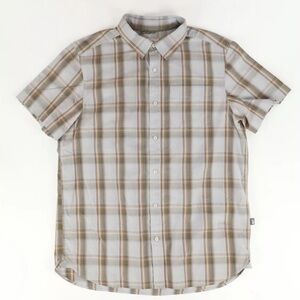 North Face Men’s Plaid short sleeve button down shirt size Large brown tan
